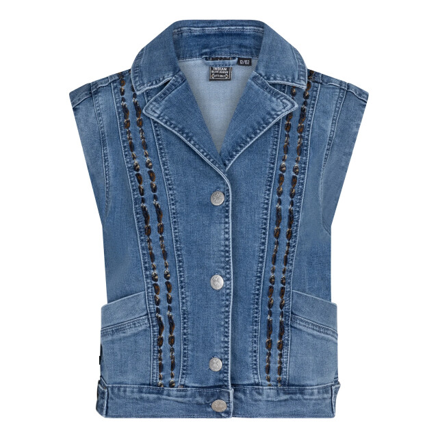 Indian Blue Meisjes denim gilet embroidery medium denim IBGW24-1053-7151 large