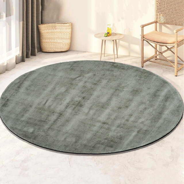 Velaar Milan königlich viscose vloerkleed rond laagpolig donkergroen- 115 cm rond 3038534 large