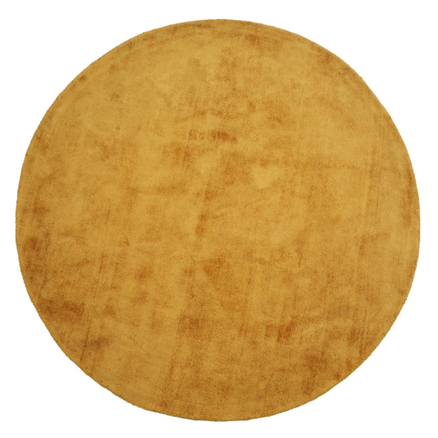 Velaar Milan königlich viscose vloerkleed rond laagpolig mosterdgeel- 115 cm rond 3038533 large