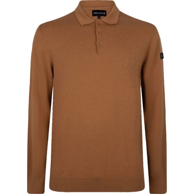 PRESLY & SUN Brad long sleeve knitted polo camel 5359.76.0004 large