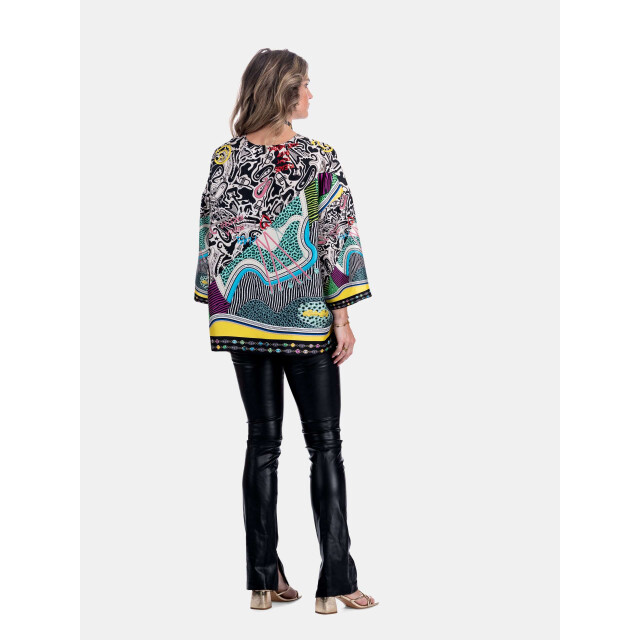 Mucho Gusto Tunic seta met zwart-wit 'thank you for the music' print Tunic Seta met Zwart-Wit 'Thank You for the Music' Print large