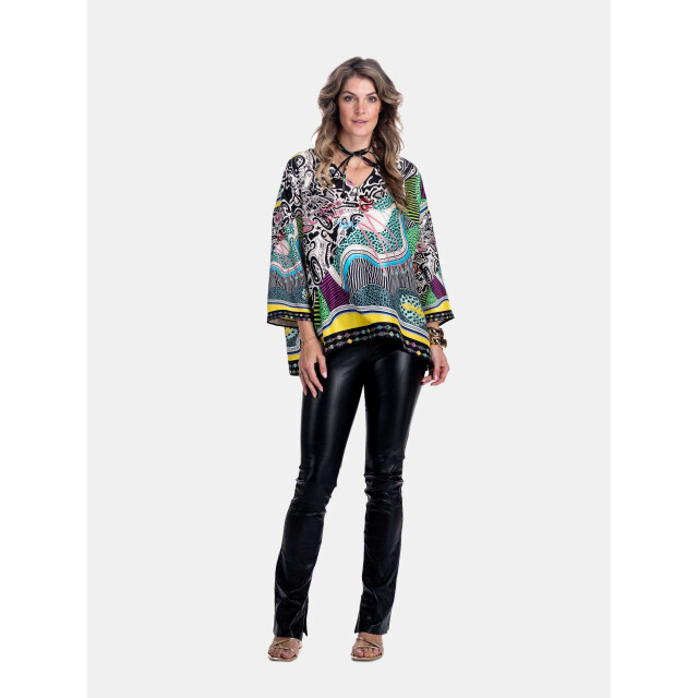 Mucho Gusto Tunic seta met zwart-wit 'thank you for the music' print Tunic Seta met Zwart-Wit 'Thank You for the Music' Print large