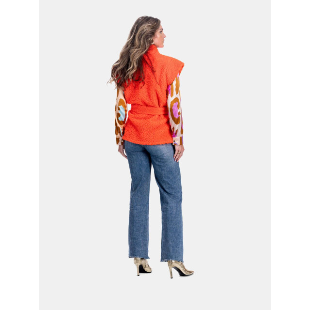 Mucho Gusto Teddy gilet reversible neon oranje met multikleurige paisley print Teddy Gilet Reversible Neon Oranje met Multikleurige Paisley Print large