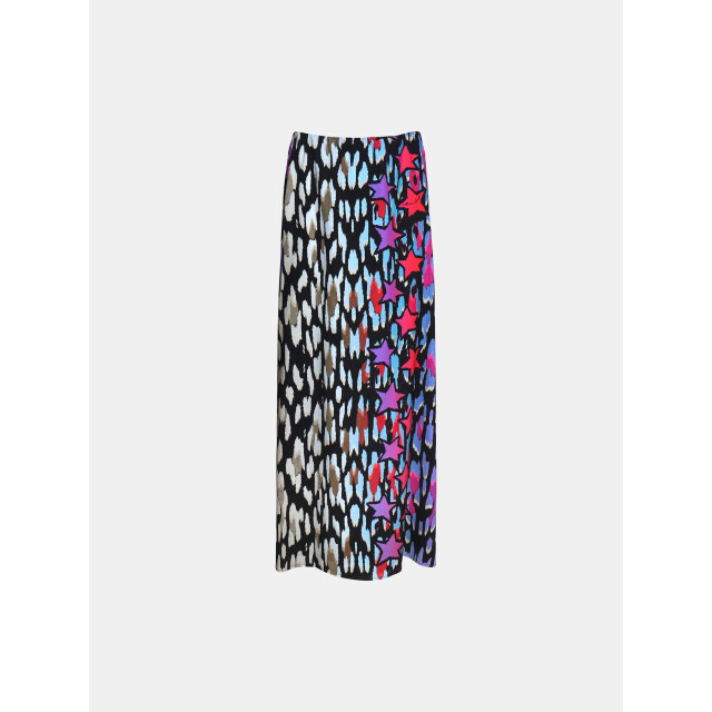 Mucho Gusto Rok sardinie degradé luipaardprint in fuchsia tot rood Rok Sardinie Degradé Luipaardprint in Fuchsia tot Rood large
