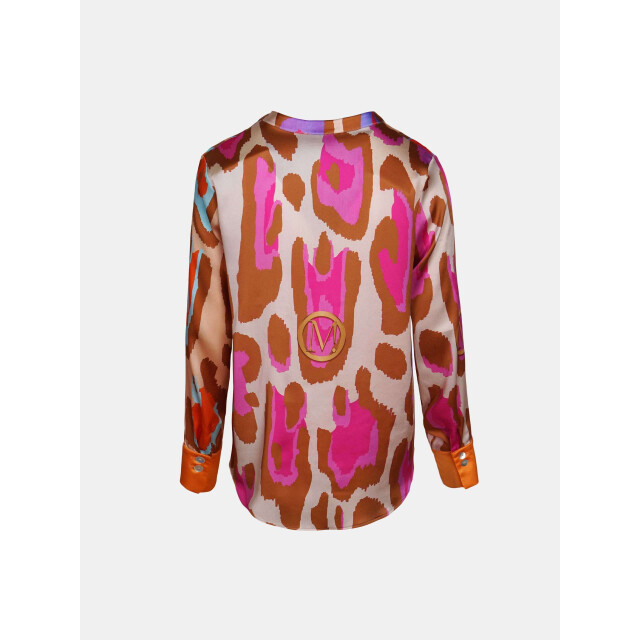 Mucho Gusto Zijden blouse monza levendige oranje en fuchsia luipaardprint met verloop effect Zijden Blouse Monza Levendige Oranje en Fuchsia Luipaardprint met Verloop Effect large