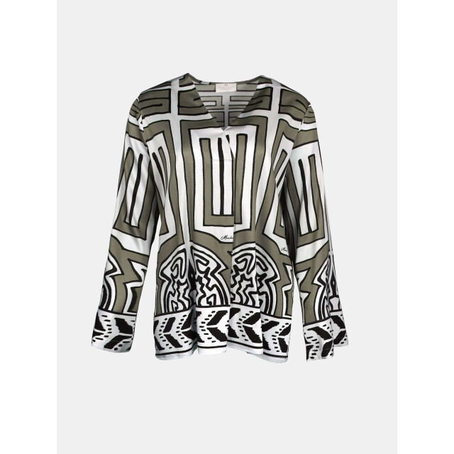 Mucho Gusto Blouse rno ecru met handgetekende griekse vormen Blouse Salerno Ecru met Handgetekende Griekse Vormen large