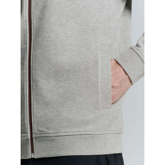 No Excess Sweater full zipper pique bomber grey melange N1006-102 large