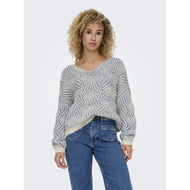 Only Onlelin life ls v-neck cc knt ecru dessin 4219.08.0149 large