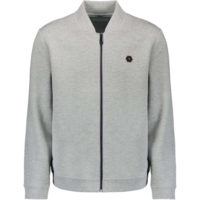 No Excess Sweater full zipper pique bomber grey melange N1006-102 large