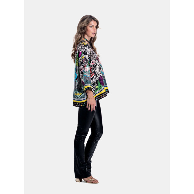 Mucho Gusto Tunic seta met zwart-wit 'thank you for the music' print Tunic Seta met Zwart-Wit 'Thank You for the Music' Print large
