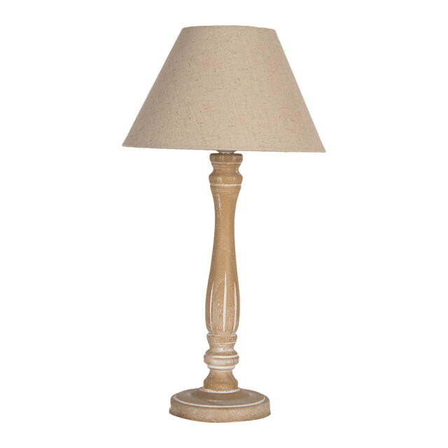 Clayre & Eef Tafellamp Ø 26x50 cm hout bureaulamp 3039205 large