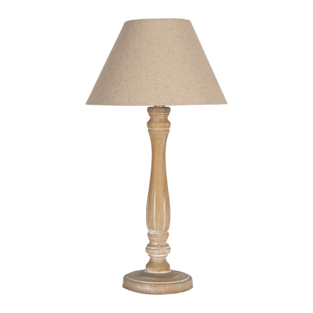 Clayre & Eef Tafellamp Ø 26x50 cm hout bureaulamp 3039205 large