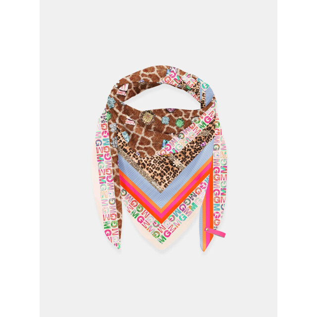 Mucho Gusto ® zijden sjaal st. tropez giraffe en dierenprint MUCHO GUSTO® Zijden Sjaal St. Tropez - Giraffe en Dierenprint large
