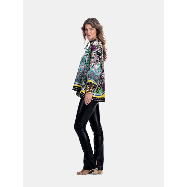 Mucho Gusto Tunic seta met zwart-wit 'thank you for the music' print Tunic Seta met Zwart-Wit 'Thank You for the Music' Print large
