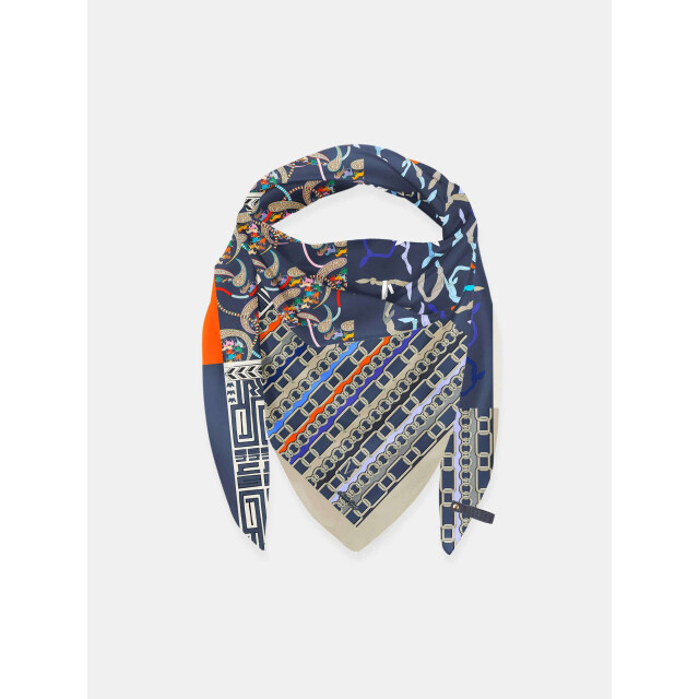 Mucho Gusto ® zijden sjaal st. tropez patchwork met kettingen MUCHO GUSTO® Zijden Sjaal St. Tropez Patchwork met Kettingen large