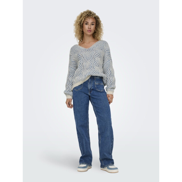 Only Onlelin life ls v-neck cc knt ecru dessin 4219.08.0149 large