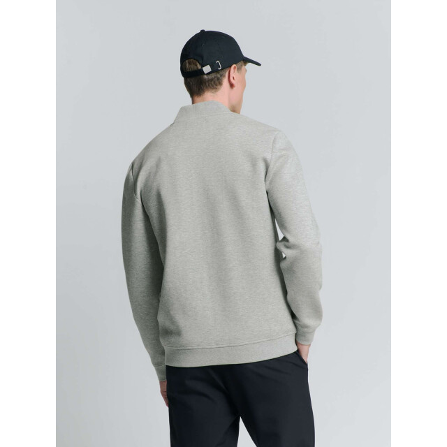 No Excess Sweater full zipper pique bomber grey melange N1006-102 large