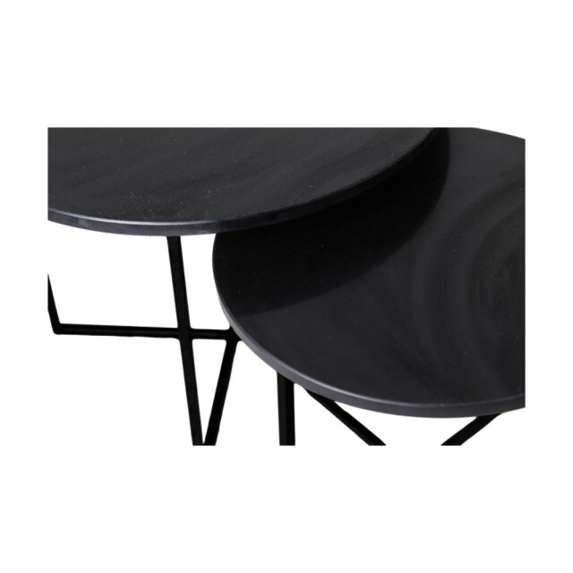 HSM Collection -ronde bijzettafel s/2-ø61x45/ø46x39--marmer/metaal 2923044 large