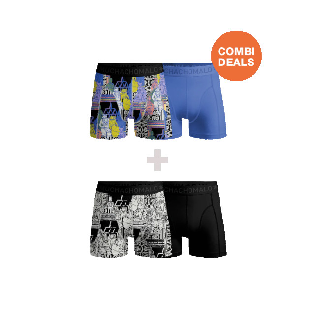 Muchachomalo Heren 2+2-pack boxershorts print/effen CDOUTLT227-228 large