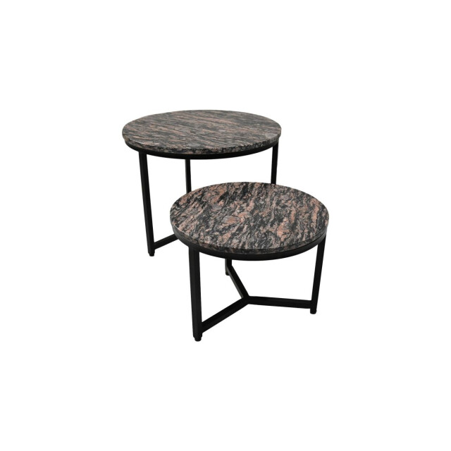 HSM Collection -ronde bijzettafel s/2-ø60x45/ø45x34--marmer/metaal 2923158 large