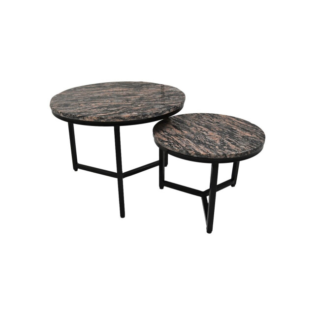 HSM Collection -ronde bijzettafel s/2-ø60x45/ø45x34--marmer/metaal 2923158 large