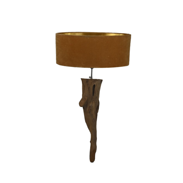 HSM Collection -wandlamp met ovale kap-38x19x90--teak/stof 2945312 large