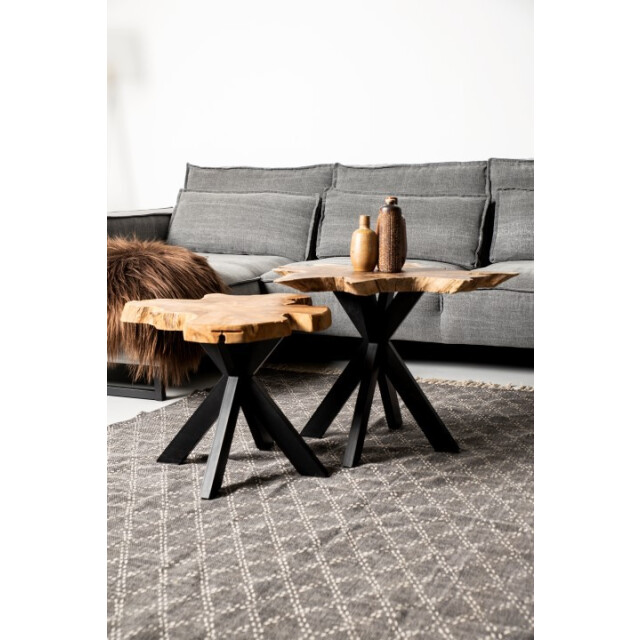 HSM Collection -bijzettafel victoria-ø60-70x45--teak/metaal 2923096 large