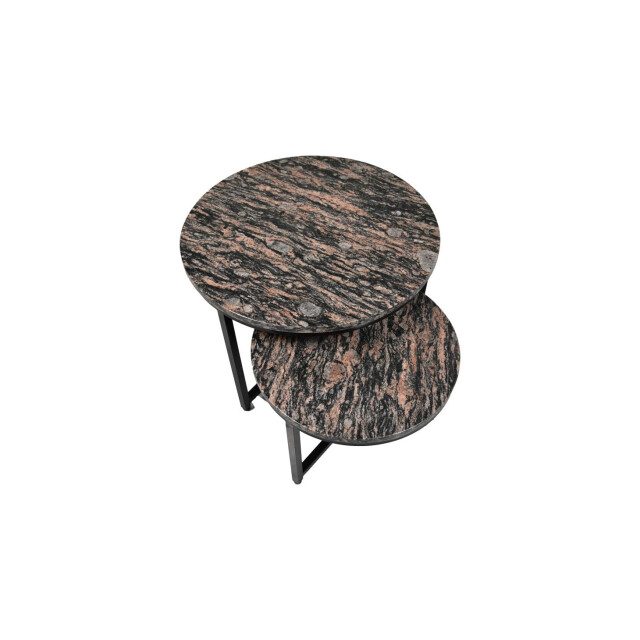 HSM Collection -ronde bijzettafel s/2-ø60x45/ø45x34--marmer/metaal 2923158 large