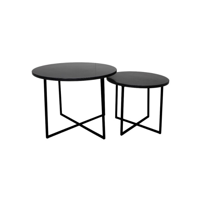 HSM Collection -ronde bijzettafel s/2-ø61x45/ø46x39--marmer/metaal 2923044 large