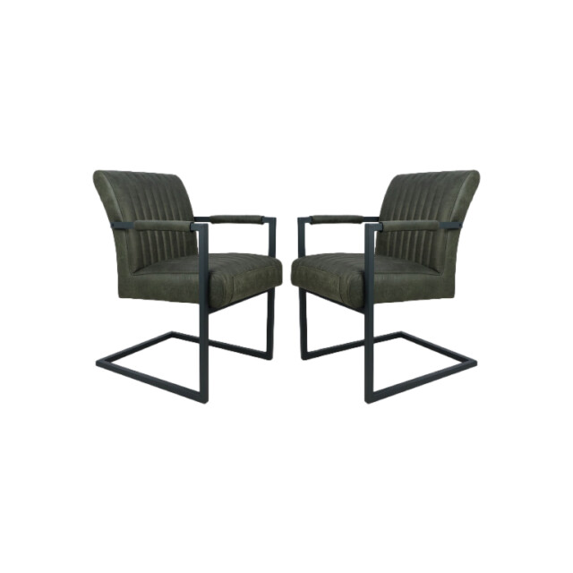 HSM Collection -eetkamerstoel texas met arm s/2-55x50x85--leder/metaal 2922917 large