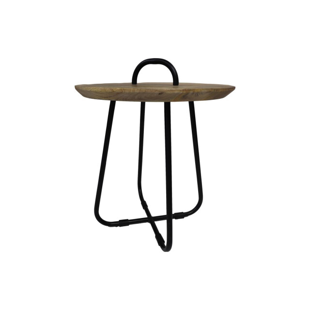 HSM Collection -ronde bijzettafel met handvat-45x45x55--mango/metaal 2923177 large
