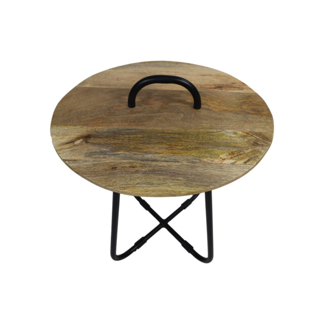 HSM Collection -ronde bijzettafel met handvat-45x45x55--mango/metaal 2923177 large