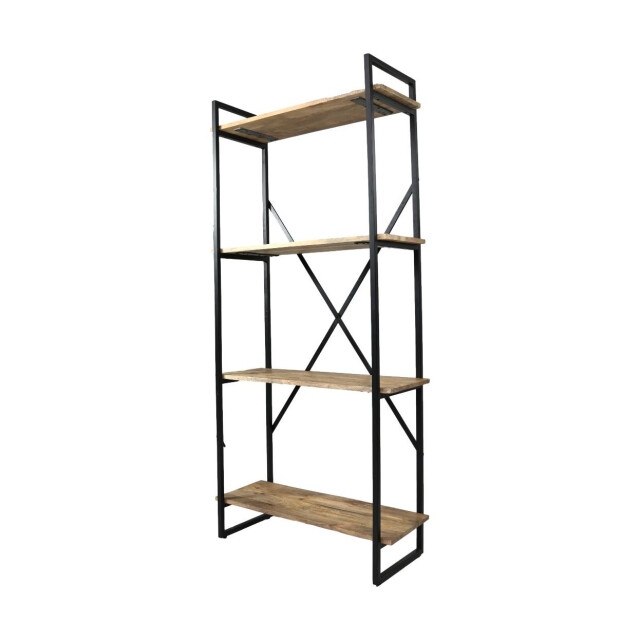 HSM Collection -stellingkast 4 planken-80x35x180--mango/metaal 2922613 large