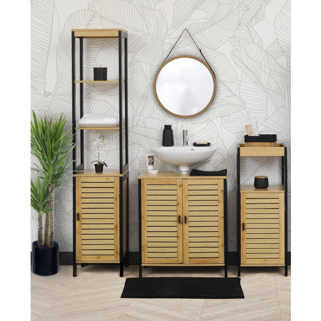 4goodz Bamboe hoge badkamerkast kolomkast 30x38x170 cm bruin/ 3048939 large