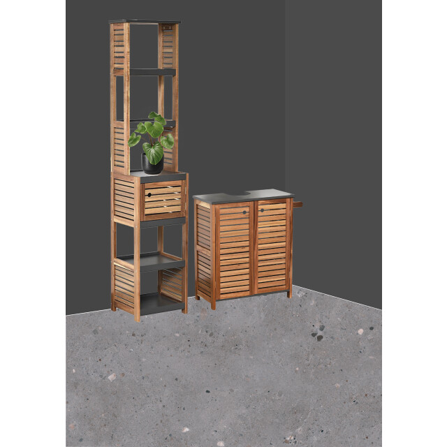 4goodz Badkamermeubel acacia set wastafelonderkast met kolomkast hoog 3048966 large