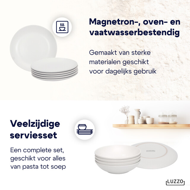 Luzzo ® serviesset aland 6 persoons aardewerk 18-delig met pastaborden mat 3047597 large