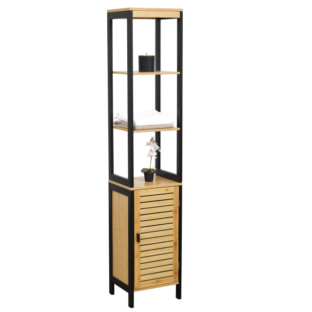 4goodz Bamboe hoge badkamerkast kolomkast 30x38x170 cm bruin/ 3048939 large