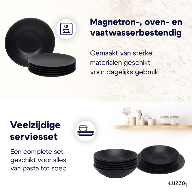 Luzzo ® serviesset aland 6 persoons aardewerk 18-delig met pastaborden mat 3047599 large