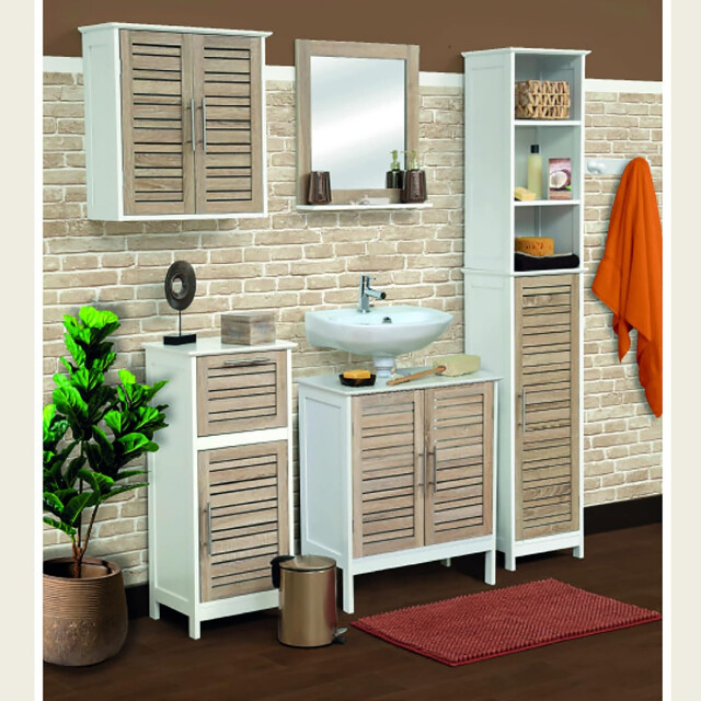 4goodz Badkamerkast stockholm met deur en 6 planken 35x26x173 cm wit/ 3048725 large