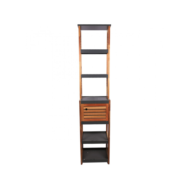 4goodz Acaciahout hoge badkamerkast 1 deur en 5 legplanken 30x38x170 cm 3048737 large