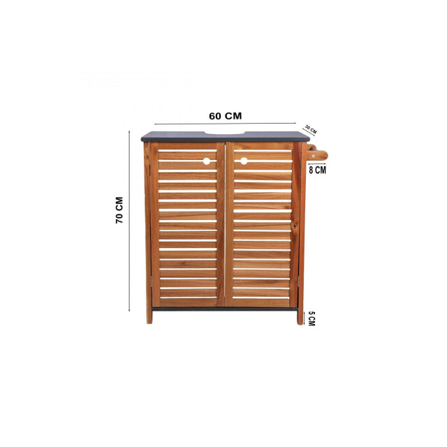 4goodz Badkamermeubel acacia set wastafelonderkast met kolomkast hoog 3048966 large
