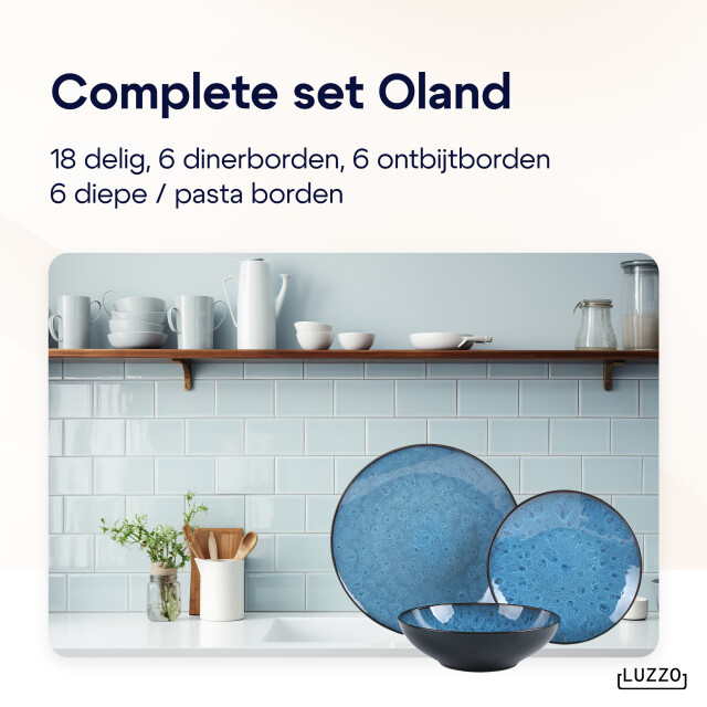 Luzzo ® oland serviesset 6 persoons 18 delig blauw 3047574 large
