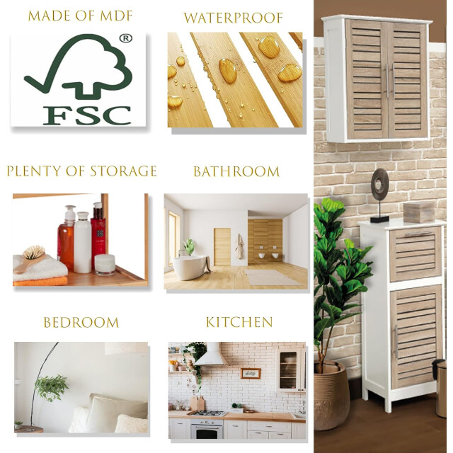 4goodz Hangkastje stockholm wand badkamerkast hangend 52x22x55cm /bruin 3493377 large