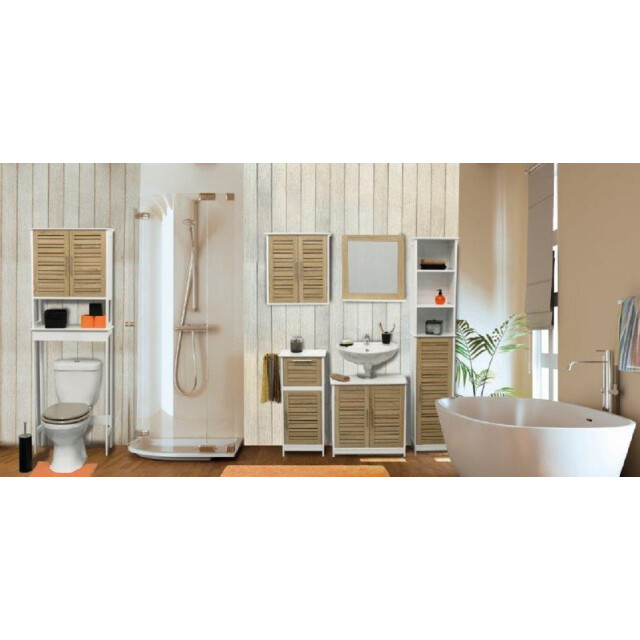 4goodz Badkamerkast stockholm met deur en 6 planken 35x26x173 cm wit/ 3048725 large