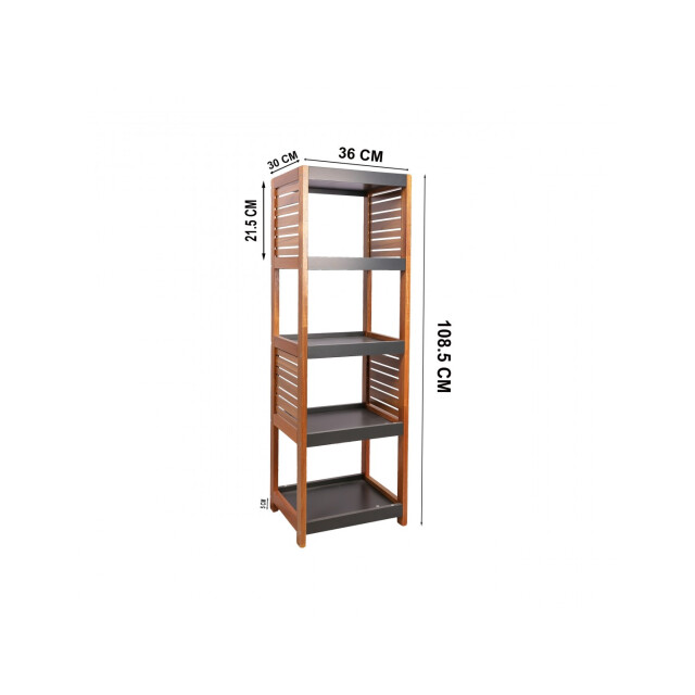 4goodz Badkamerkast acaciahout halfhoog 5 planken 30x36.5x108 cm 3048739 large