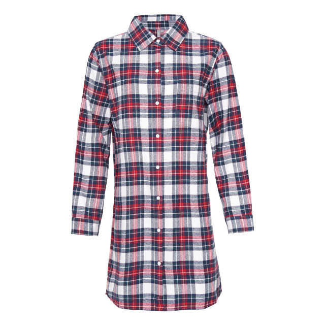 By Louise Dames pyjama nachthemd lang flanel geruit rood/blauw BL-424-02 large
