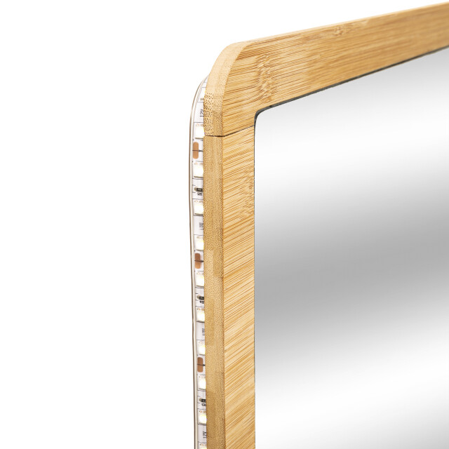 4goodz Bamboe spiegel rechthoekig met led verlichting 47x66 cm - 3048846 large