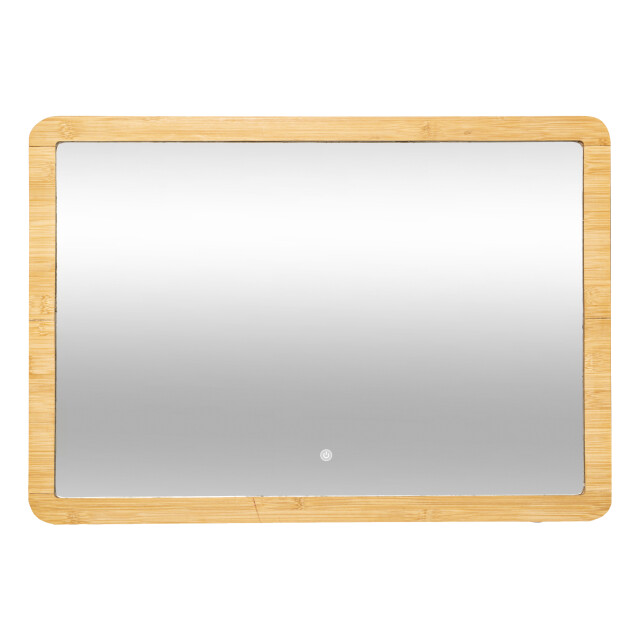 4goodz Bamboe spiegel rechthoekig met led verlichting 47x66 cm - 3048846 large