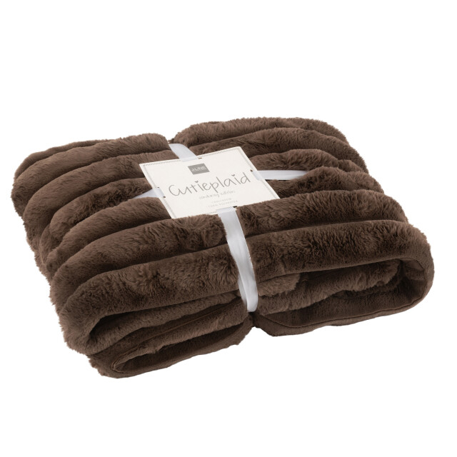 J-Line plaid large corduroy polyester chocolade 180x130x2cm 3065727 large