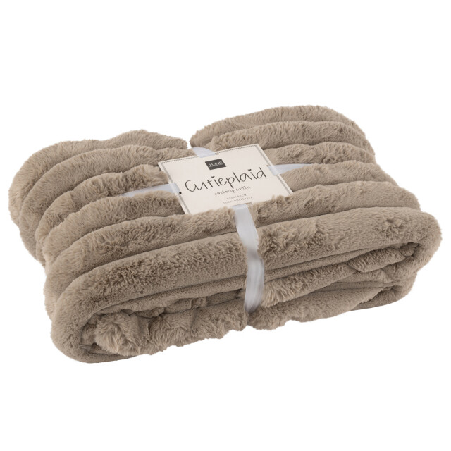 J-Line plaid large corduroy polyester taupe 180x130x2cm 3002464 large